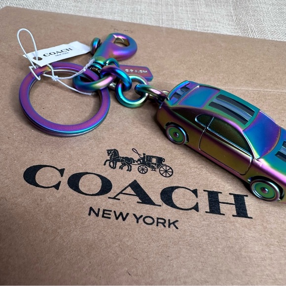 Coach Oil-slick Car Keychain Iridescent - Picture 2 of 5